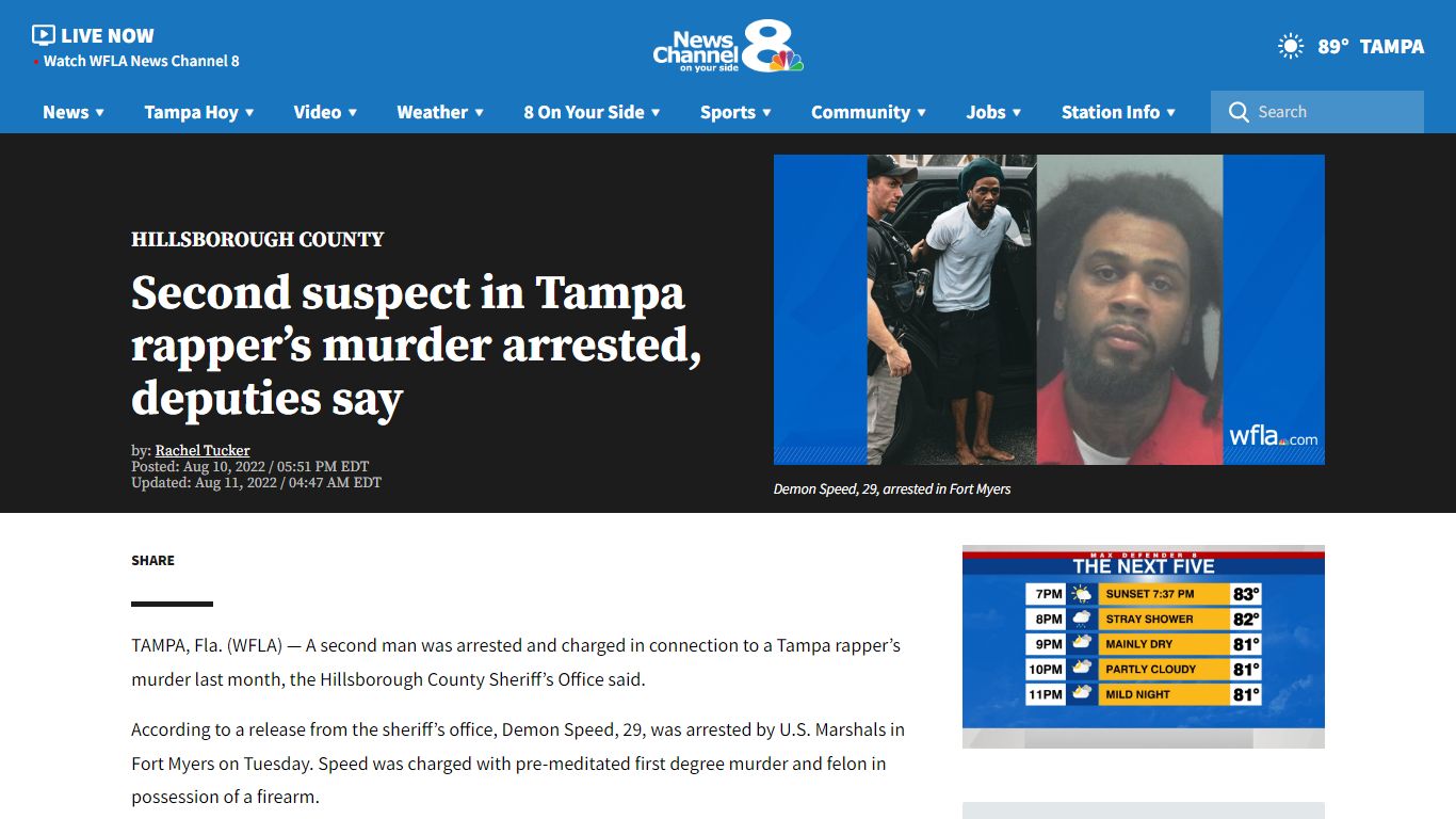 Second suspect in Tampa rapper’s murder arrested, deputies say